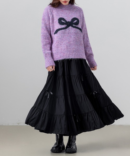 DAY CLOSET(デイ クローゼット)の「【ロング丈/透け防止のペチコート付き】バレエコアルックリボンティアードスカート レディース(スカート・レディース・ホワイト/ブラック・FREE)」の16枚目の写真