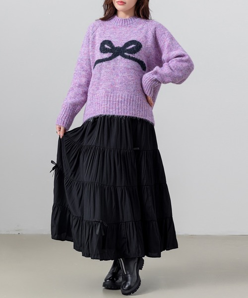 DAY CLOSET(デイ クローゼット)の「【ロング丈/透け防止のペチコート付き】バレエコアルックリボンティアードスカート レディース(スカート・レディース・ホワイト/ブラック・FREE)」の17枚目の写真