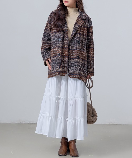 DAY CLOSET(デイ クローゼット)の「【ロング丈/透け防止のペチコート付き】バレエコアルックリボンティアードスカート レディース(スカート・レディース・ホワイト/ブラック・FREE)」の4枚目の写真