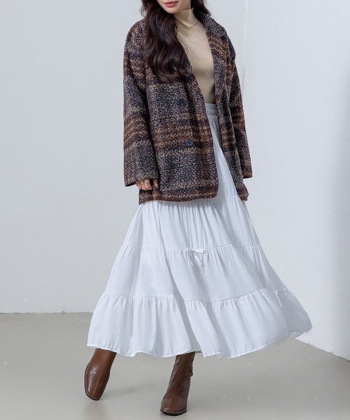 DAY CLOSET(デイ クローゼット)の「【ロング丈/透け防止のペチコート付き】バレエコアルックリボンティアードスカート レディース(スカート・レディース・ホワイト/ブラック・FREE)」の5枚目の写真