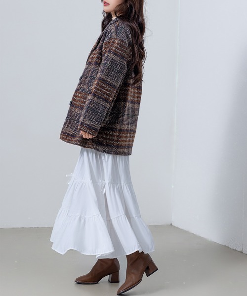 DAY CLOSET(デイ クローゼット)の「【ロング丈/透け防止のペチコート付き】バレエコアルックリボンティアードスカート レディース(スカート・レディース・ホワイト/ブラック・FREE)」の6枚目の写真