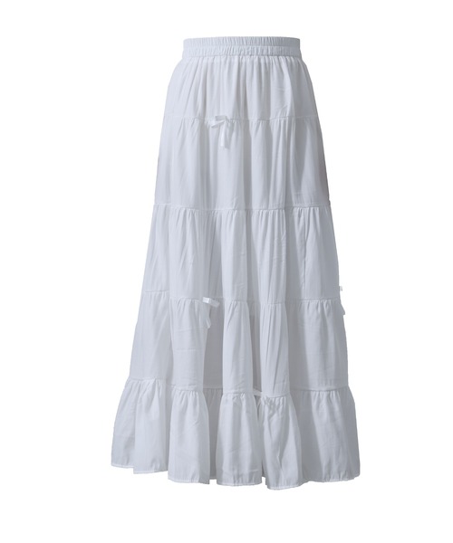 DAY CLOSET(デイ クローゼット)の「【ロング丈/透け防止のペチコート付き】バレエコアルックリボンティアードスカート レディース(スカート・レディース・ホワイト/ブラック・FREE)」の13枚目の写真