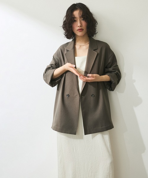 ADAM ET ROPE'（アダムエロペ）の「【ZOZO限定】ルーズシャツジャケット≪Made by ZOZO≫（テーラードジャケット・レディース・ブラウン/ブラック/ブラウン系その他・FREE）」の15枚目の写真