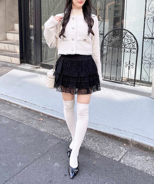 INGNI（イング）の「ツイードフリンジジャケット／B(セットアップ対応)（ノーカラージャケット・レディース・ブラック/サックスブルー/オフホワイト・M）」の13枚目の写真