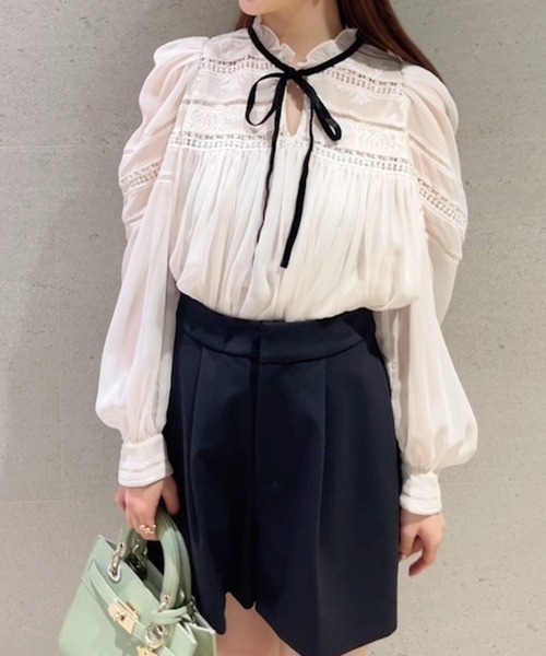 SNIDEL 楊柳シフォンブラウス MIX スナイデル SNIDEL 楊柳シフォンブラウス （MIX） -靴