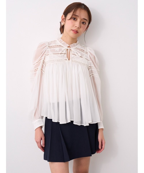 【美品】SNIDEL スナイデル 楊柳シフォンブラウス MIX ミックス SNIDEL 楊柳シフォンブラウス MIX