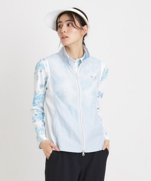 adabat(アダバット)の「撥水加工 シアーワッシャージップアップベスト(ベスト・レディース・サックスブルー/ピンク・42/40/38)」の2枚目の写真
