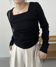 CAPRICIEUX LE'MAGE | スクエアネックギャザーロンT(Tシャツ/カットソー)