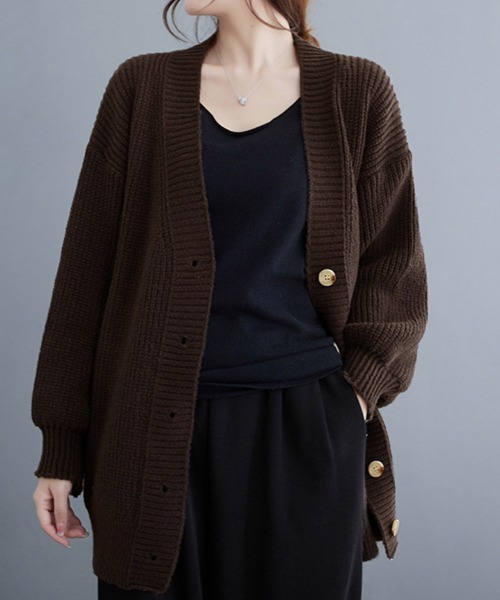 Miniministore(ミニミニストア)の「ニットカーディガン レディース アウター(カーディガン/ボレロ・レディース・グレー/ブラウン/ベージュ・FREE)」の3枚目の写真