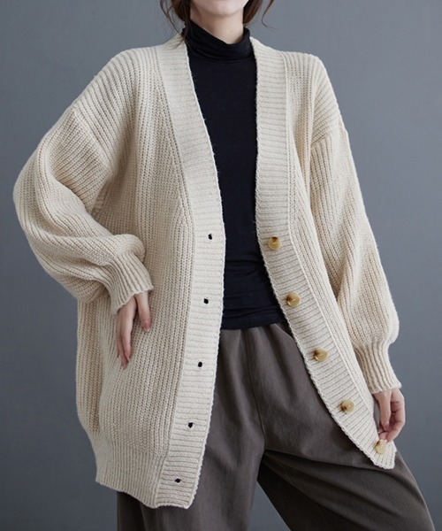 Miniministore(ミニミニストア)の「ニットカーディガン レディース アウター(カーディガン/ボレロ・レディース・グレー/ブラウン/ベージュ・FREE)」の5枚目の写真