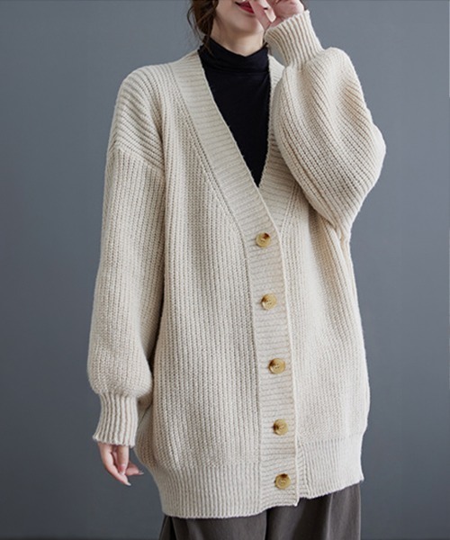 Miniministore(ミニミニストア)の「ニットカーディガン レディース アウター(カーディガン/ボレロ・レディース・グレー/ブラウン/ベージュ・FREE)」の6枚目の写真