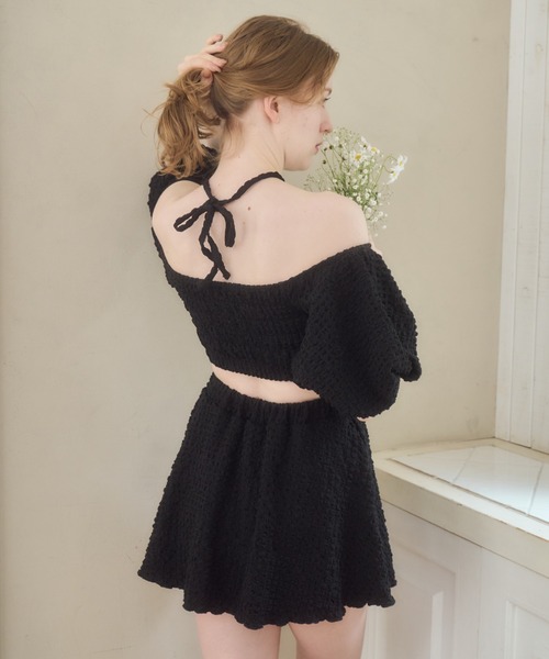 mellowneon（メロウネオン）の「2wayパフスリーブ水着（水着・レディース・ブラック/アイボリー・FREE）」の16枚目の写真