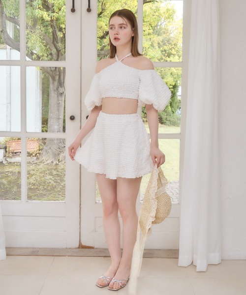 mellowneon（メロウネオン）の「2wayパフスリーブ水着（水着・レディース・ブラック/アイボリー・FREE）」の21枚目の写真