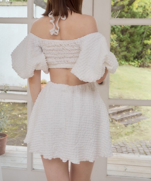 mellowneon（メロウネオン）の「2wayパフスリーブ水着（水着・レディース・ブラック/アイボリー・FREE）」の11枚目の写真