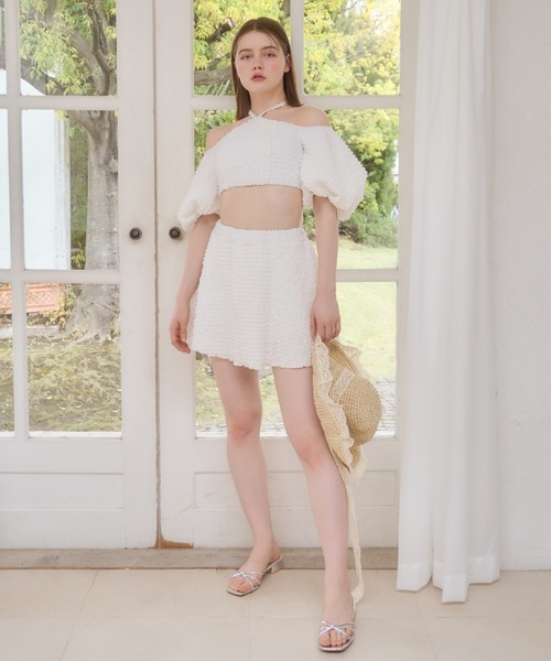 mellowneon（メロウネオン）の「2wayパフスリーブ水着（水着・レディース・ブラック/アイボリー・FREE）」の6枚目の写真