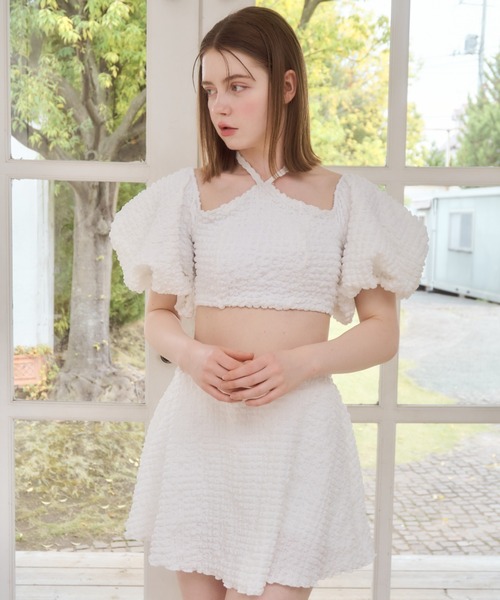 mellowneon（メロウネオン）の「2wayパフスリーブ水着（水着・レディース・ブラック/アイボリー・FREE）」の4枚目の写真