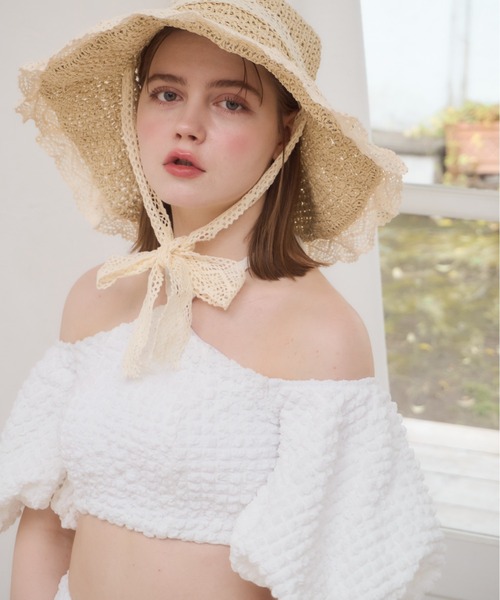 mellowneon（メロウネオン）の「2wayパフスリーブ水着（水着・レディース・ブラック/アイボリー・FREE）」の14枚目の写真