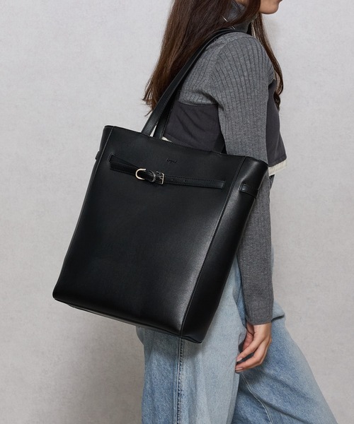 Ungrid(アングリッド)の「【Ungrid/アングリッド】シンプルベルト ラージトート 大容量 A4トート 通勤通学 リクルート(トートバッグ・レディース・ブラック/アイボリー/オリーブ/キャメル/ダークベージュ・FREE)」の2枚目の写真