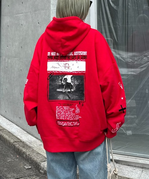 SOUNDSGOOOOD（サウンズグッド）の「【SOUNDS GOOOOD / サウンズグッド】アソートプリントZIPパーカー（パーカー・メンズ・レッド/ライトグレー・ONE SIZE）」の20枚目の写真