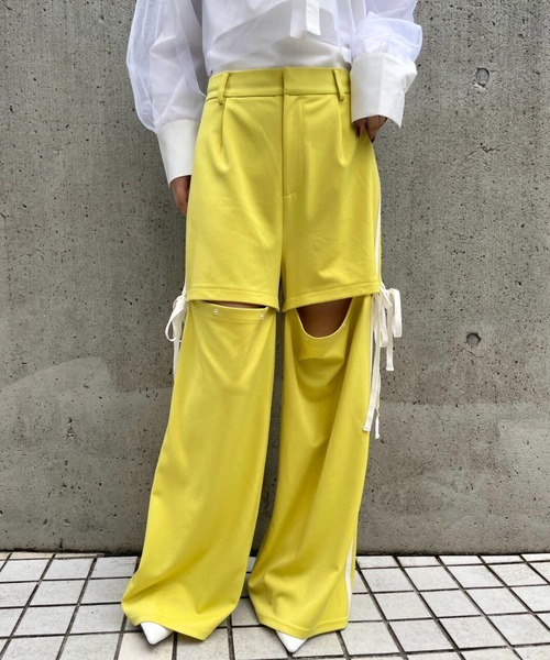 2024SS☆ドゥロワー ギャバジンベルトパンツ 24SS】ドゥロワー コットンシルク ギャバジンベルト ワイド