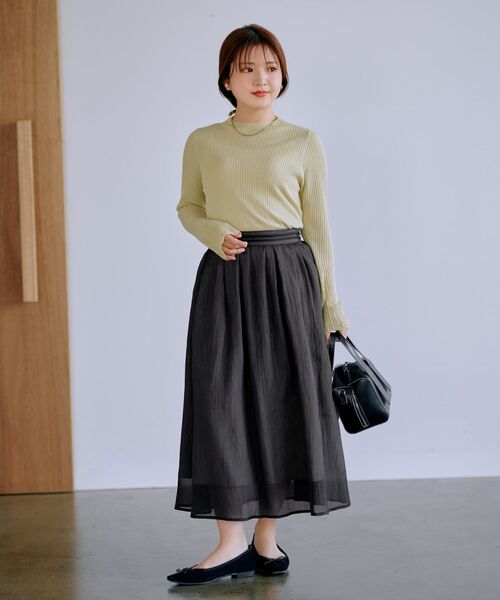 COHINA（コヒナ）の「シアーレイヤードタックスカート 【低身長・小柄女性】（スカート・レディース・ブラック/ブラウン/ホワイト・S-Regular/XS-Regular/S-Short/XS-Short）」の5枚目の写真