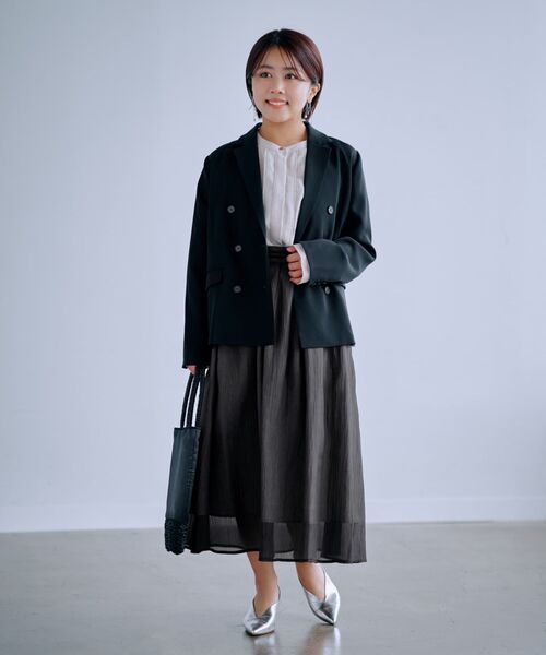 COHINA（コヒナ）の「シアーレイヤードタックスカート 【低身長・小柄女性】（スカート・レディース・ブラック/ブラウン/ホワイト・S-Regular/XS-Regular/S-Short/XS-Short）」の7枚目の写真