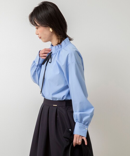 NOLLEY’S（ノーリーズ）の「フリル衿シャツ（シャツ/ブラウス・レディース・ホワイト/サックスブルー/オフホワイト・38）」の10枚目の写真