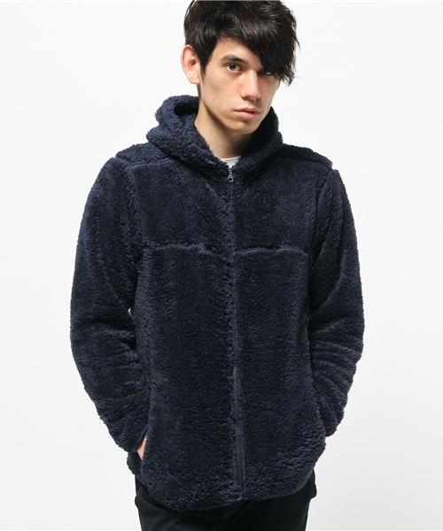 SEVENDAYS=SUNDAY（セブンデイズサンデイ）の「ボアフリース　長袖パイピングＺＩＰパーカー（カーディガン/ボレロ・メンズ・グレー/ネイビー/キャメル・SMALL/LARGE/MEDIUM）」の2枚目の写真