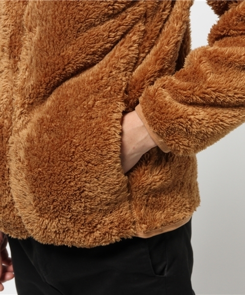 SEVENDAYS=SUNDAY（セブンデイズサンデイ）の「ボアフリース　長袖パイピングＺＩＰパーカー（カーディガン/ボレロ・メンズ・グレー/ネイビー/キャメル・SMALL/LARGE/MEDIUM）」の5枚目の写真