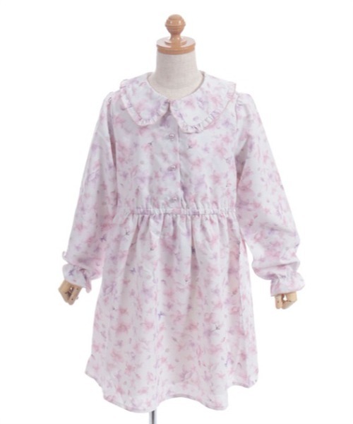 axes femme（アクシーズファム）の「サクラ柄シャツワンピース（ワンピース・キッズ・ピンク/キナリ・X-LARGE/LARGE/MEDIUM）」の2枚目の写真