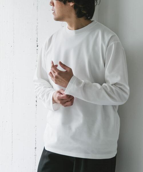 URBAN RESEARCH DOORS(アーバンリサーチドアーズ)の「『イージーケア』ポンチ ロングスリーブ Tシャツ(Tシャツ/カットソー・メンズ・ライトグレー/スミクロ/ホワイト・LARGE/MEDIUM)」の2枚目の写真
