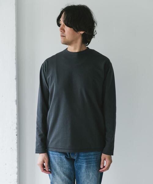 【ブラック（01）】コットンシアーロングスリーブカットソー/イージーケア セール】『イージーケア』ポンチ ロングスリーブ Tシャツ（Tシャツ