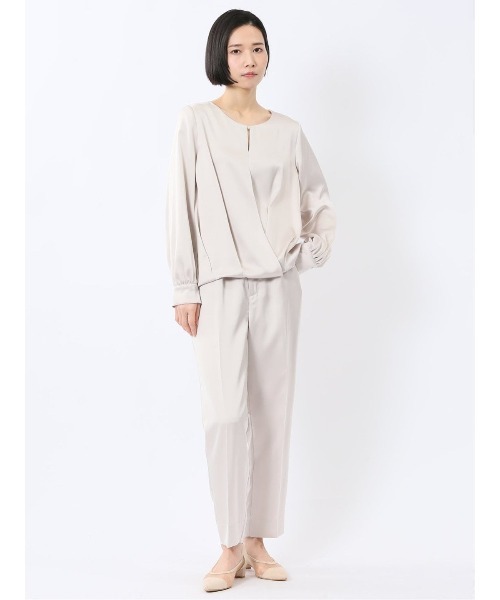 m.f.editorial（エムエフエディトリアル）の「【ハンドウォッシャブル】m.f.エディトリアル レディース 光沢サテン テーパードパンツ(セットアップ可能)（その他パンツ・レディース・ライトグレー/ネイビー・MEDIUM/LARGE）」の16枚目の写真