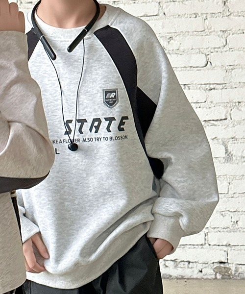 aimoha（アイモハ）の「【aimoha-KIDS-】カラーブロックプリントスウェット（スウェット・キッズ・ブラック/グレー・150/160/110/120/130/140）」の2枚目の写真