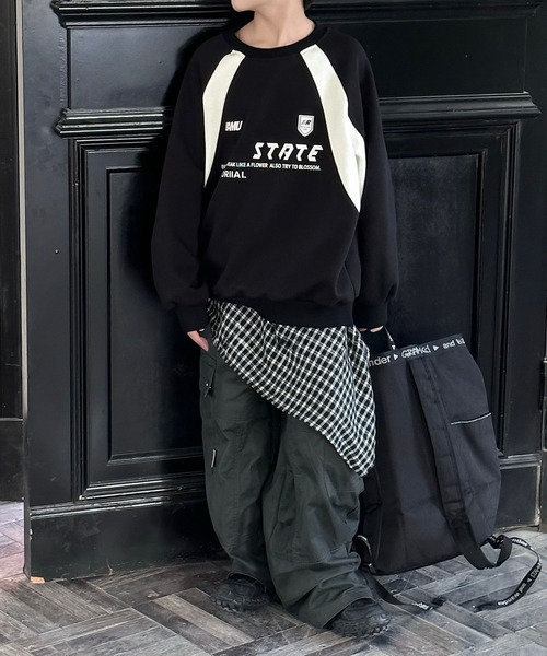 aimoha（アイモハ）の「【aimoha-KIDS-】カラーブロックプリントスウェット（スウェット・キッズ・ブラック/グレー・150/160/110/120/130/140）」の5枚目の写真