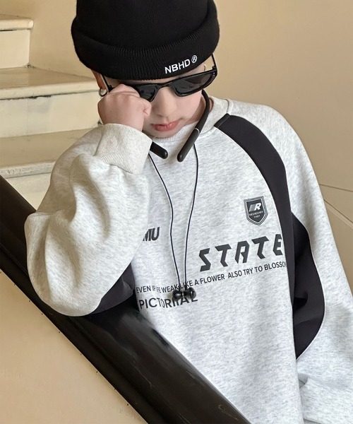 aimoha（アイモハ）の「【aimoha-KIDS-】カラーブロックプリントスウェット（スウェット・キッズ・ブラック/グレー・150/160/110/120/130/140）」の9枚目の写真