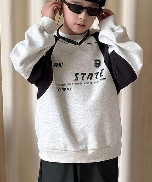 aimoha（アイモハ）の「【aimoha-KIDS-】カラーブロックプリントスウェット（スウェット・キッズ・ブラック/グレー・150/160/110/120/130/140）」の8枚目の写真