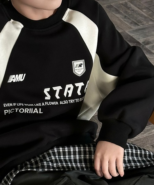 aimoha（アイモハ）の「【aimoha-KIDS-】カラーブロックプリントスウェット（スウェット・キッズ・ブラック/グレー・150/160/110/120/130/140）」の7枚目の写真