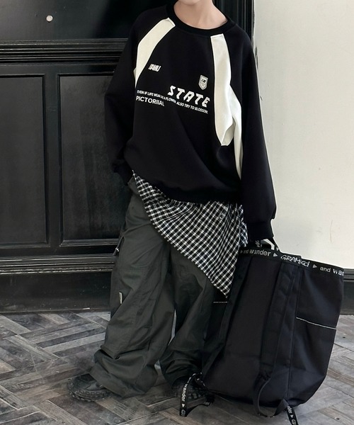 aimoha（アイモハ）の「【aimoha-KIDS-】カラーブロックプリントスウェット（スウェット・キッズ・ブラック/グレー・150/160/110/120/130/140）」の4枚目の写真