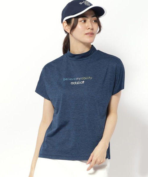 adabat(アダバット)の「UVカット/吸水速乾 クールコアモックネックT(Tシャツ/カットソー・レディース・ピンク系/ネイビー・42/40/38/36)」の2枚目の写真