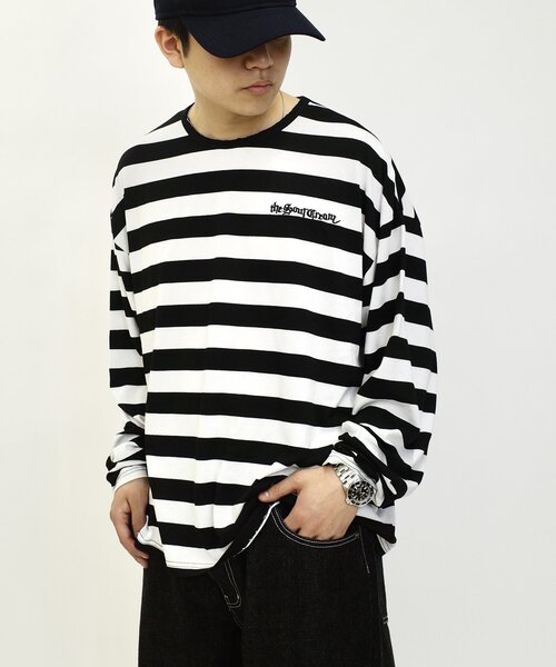 Sourcream（サワークリーム）の「【Sourcream/サワークリーム】ボーダーロンTEE（Tシャツ/カットソー・レディース・チャコールグレー/ホワイト/パープル・FREE）」の2枚目の写真