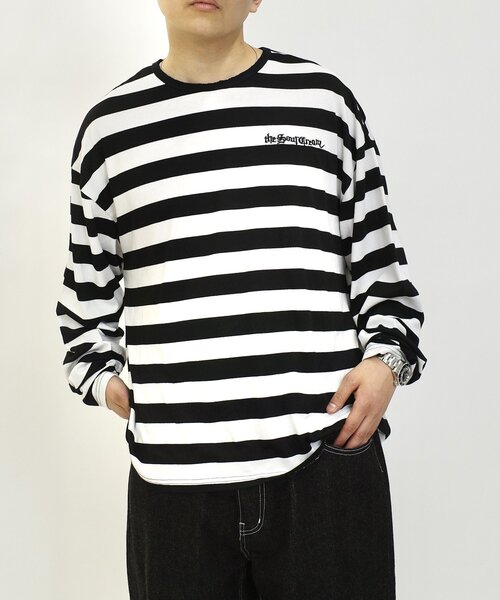 Sourcream（サワークリーム）の「【Sourcream/サワークリーム】ボーダーロンTEE（Tシャツ/カットソー・レディース・チャコールグレー/ホワイト/パープル・FREE）」の4枚目の写真