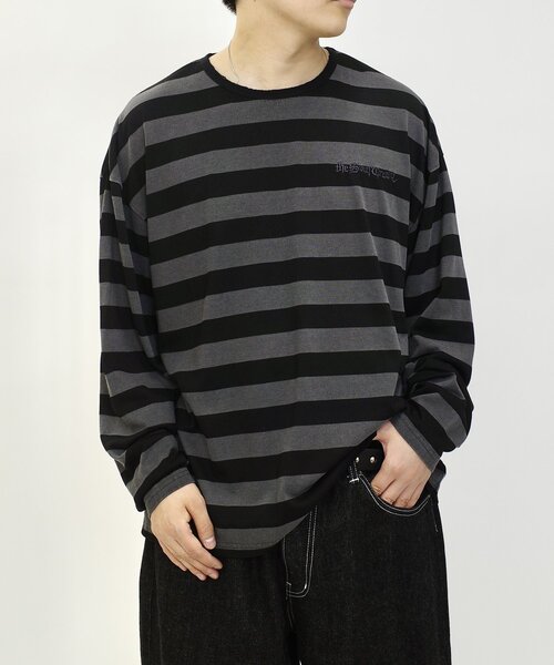 Sourcream（サワークリーム）の「【Sourcream/サワークリーム】ボーダーロンTEE（Tシャツ/カットソー・レディース・チャコールグレー/ホワイト/パープル・FREE）」の7枚目の写真