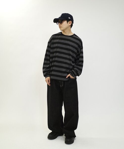 Sourcream（サワークリーム）の「【Sourcream/サワークリーム】ボーダーロンTEE（Tシャツ/カットソー・レディース・チャコールグレー/ホワイト/パープル・FREE）」の8枚目の写真