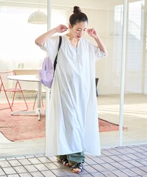 O918フリークスストアロングワンピース半袖ノースリーブホワイトコットン白無地綿 FREAK'S STORE（フリークスストア）の「【WEB限定】Lee/リー