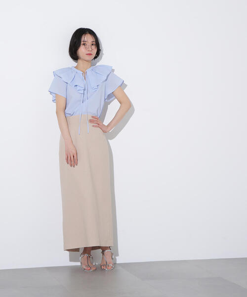 N.（N. Natural Beauty Basic）（エヌエヌナチュラルビューティーベーシック）の「麻混タイトスカート（スカート・レディース・ベージュ/キャメル・SMALL/MEDIUM）」の5枚目の写真