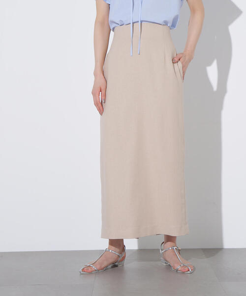 N.（N. Natural Beauty Basic）（エヌエヌナチュラルビューティーベーシック）の「麻混タイトスカート（スカート・レディース・ベージュ/キャメル・SMALL/MEDIUM）」の6枚目の写真