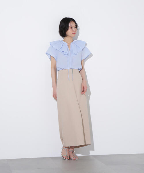 N.（N. Natural Beauty Basic）（エヌエヌナチュラルビューティーベーシック）の「麻混タイトスカート（スカート・レディース・ベージュ/キャメル・SMALL/MEDIUM）」の7枚目の写真