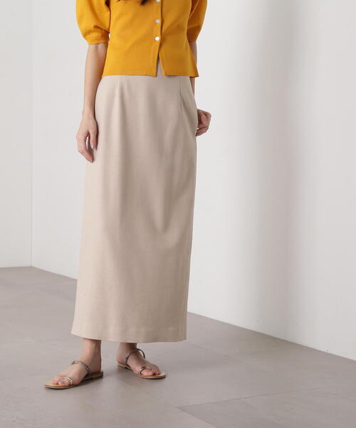 N.（N. Natural Beauty Basic）（エヌエヌナチュラルビューティーベーシック）の「麻混タイトスカート（スカート・レディース・ベージュ/キャメル・SMALL/MEDIUM）」の9枚目の写真