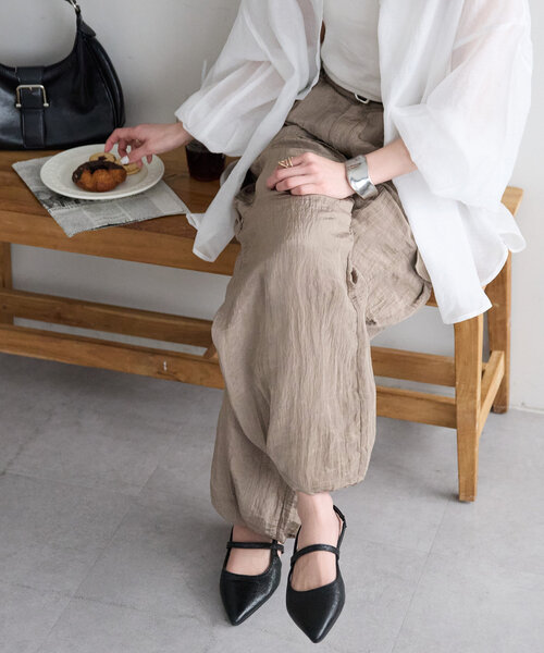 DISCOAT（ディスコート）の「ワッシャーサテンカーゴパンツ（その他パンツ・レディース・アイボリー/モカ・MEDIUM/LARGE）」の16枚目の写真